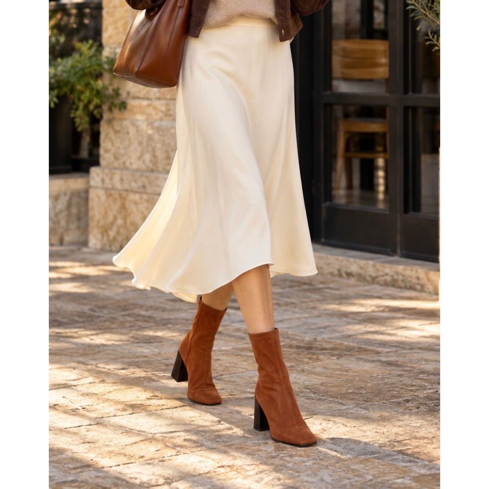 Charles by Charles David Turmoil Booties 6 Rust Brown Square Toe Block Heel